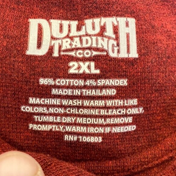 Duluth Trading Mens Henley Shirt Size 2XL Long Sleeve Casual Classic Red Slit - Picture 2 of 6